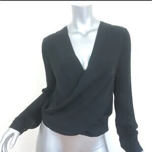 L’agence Silk Blouse Black Long Sleeve Women’s Size Small Wrap Business Formal